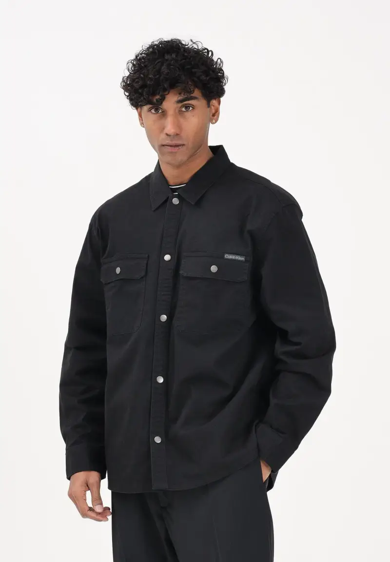 Camicia a manica lunga nera da uomo miniatura 2