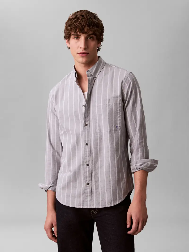 Camicia blu colomba / bianco miniatura 2