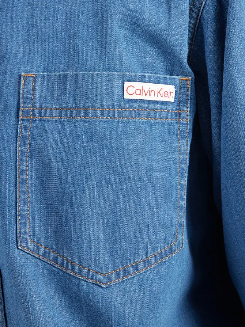 Camicia da donna blu denim miniatura 3