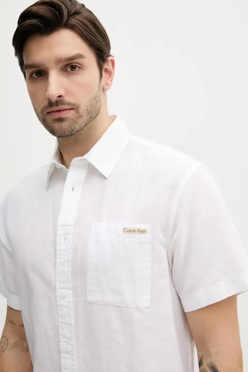 camicia di lino uomo colore bianco J30J327296 miniatura 3