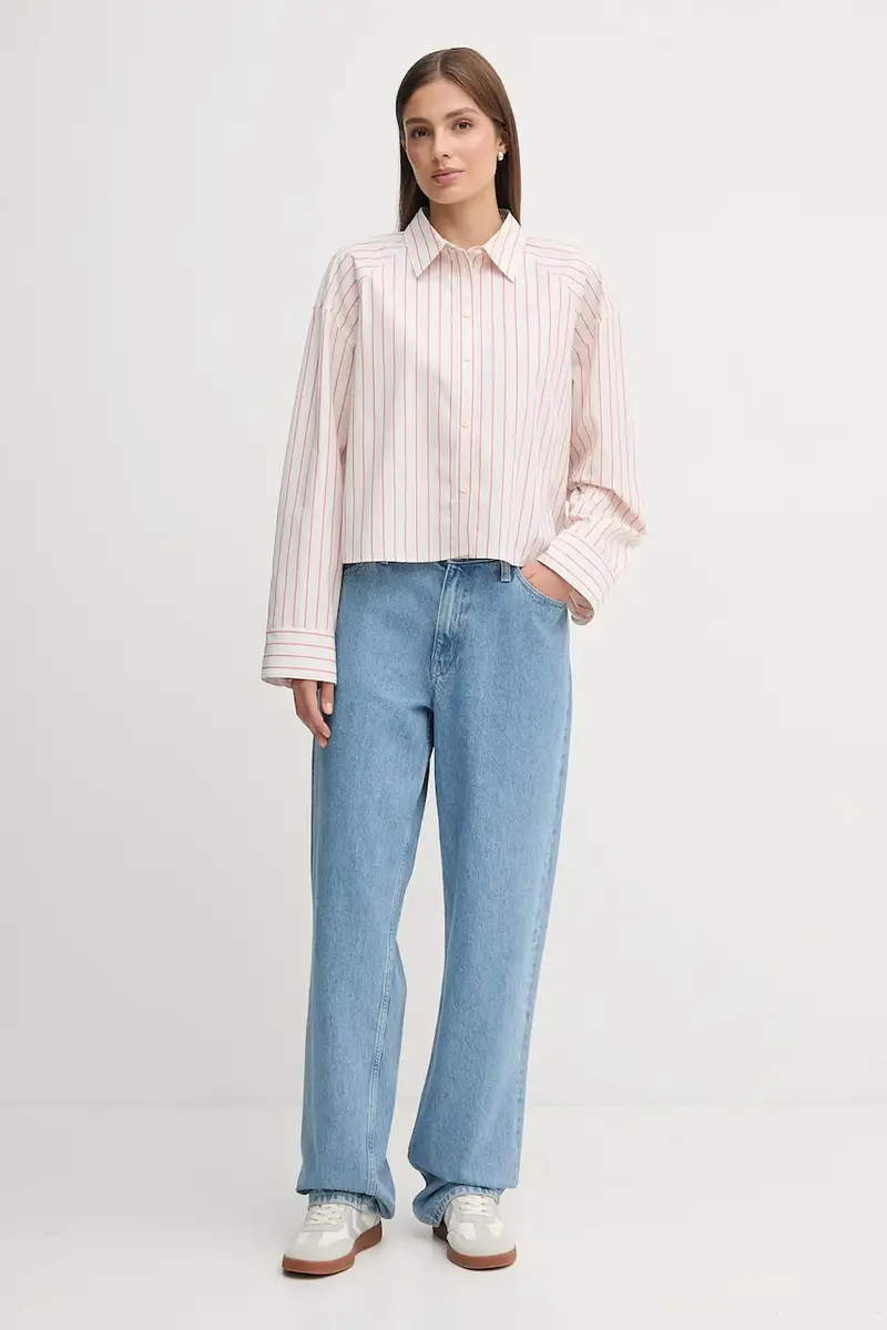 camicia in cotone donna colore beige LV047C118G miniatura 2