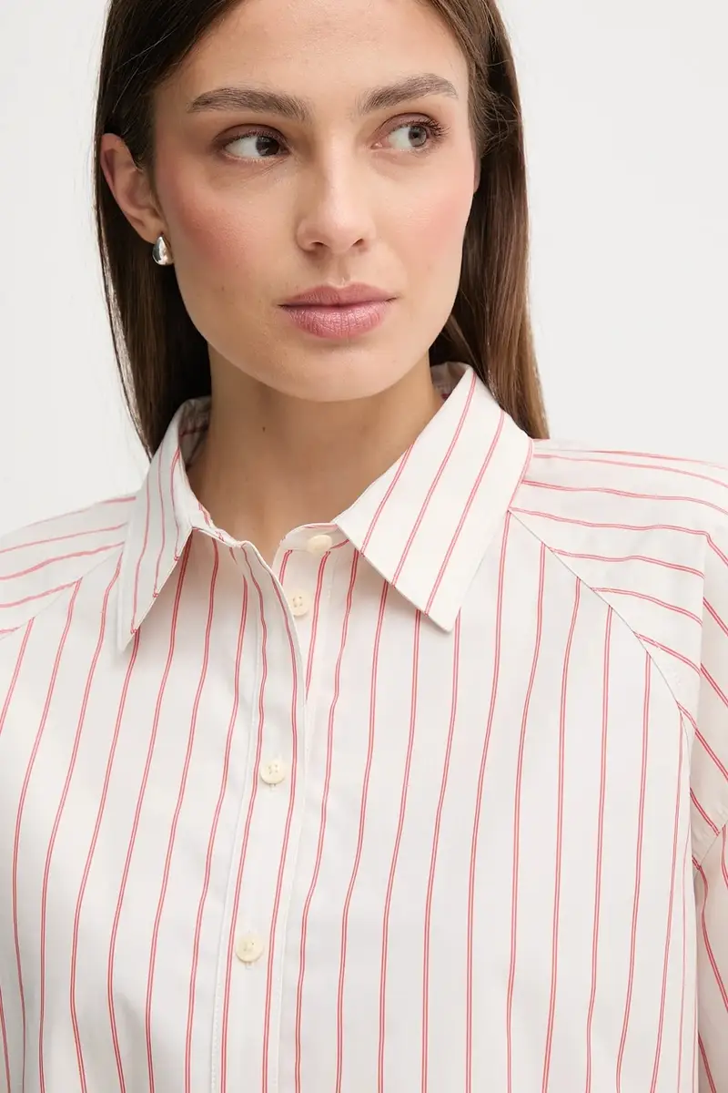 camicia in cotone donna colore beige LV047C118G miniatura 4