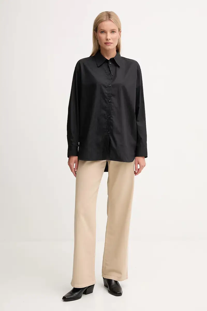 camicia in cotone donna colore nero LV044D167G miniatura 2