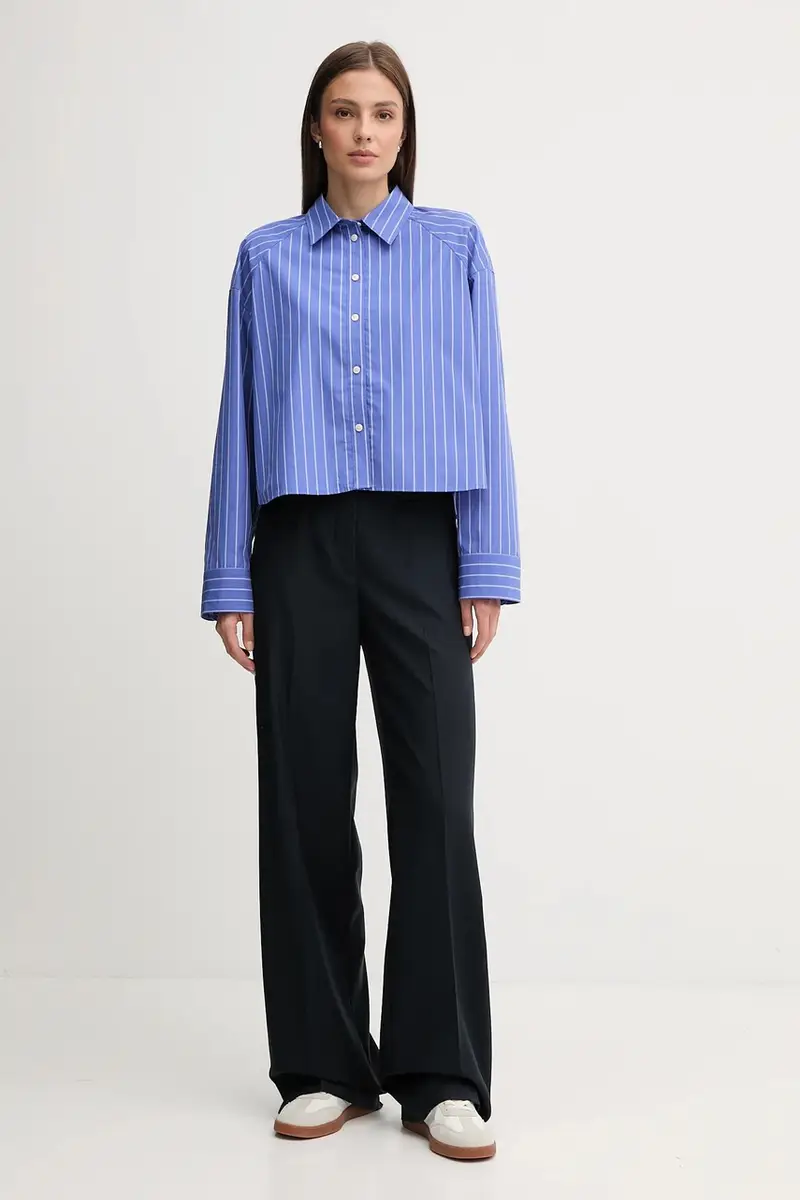 camicia in cotone donna colore violetto LV047C118G miniatura 2