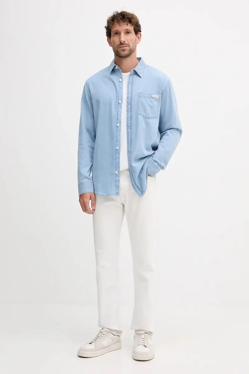 camicia in cotone uomo colore blu LV040BM796 miniatura 2