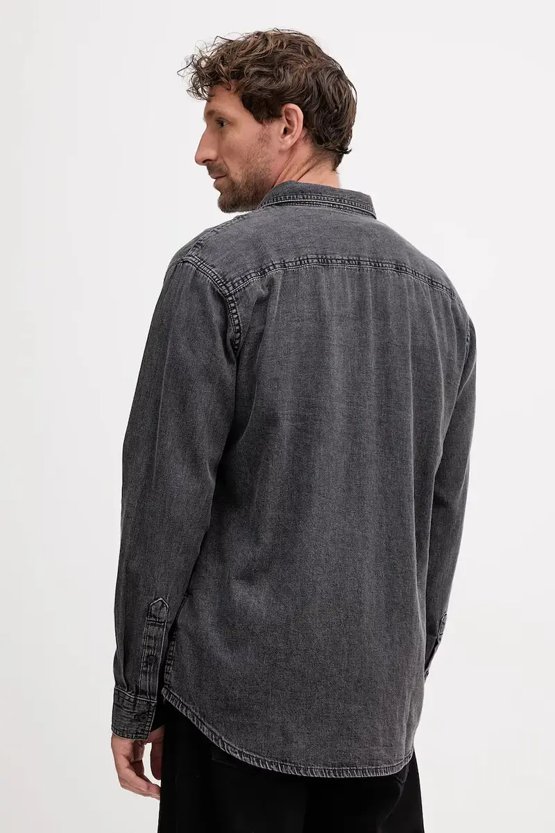 camicia in cotone uomo colore grigio LV040BM733 miniatura 3