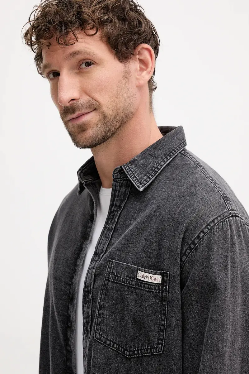 camicia in cotone uomo colore grigio LV040BM733 miniatura 4