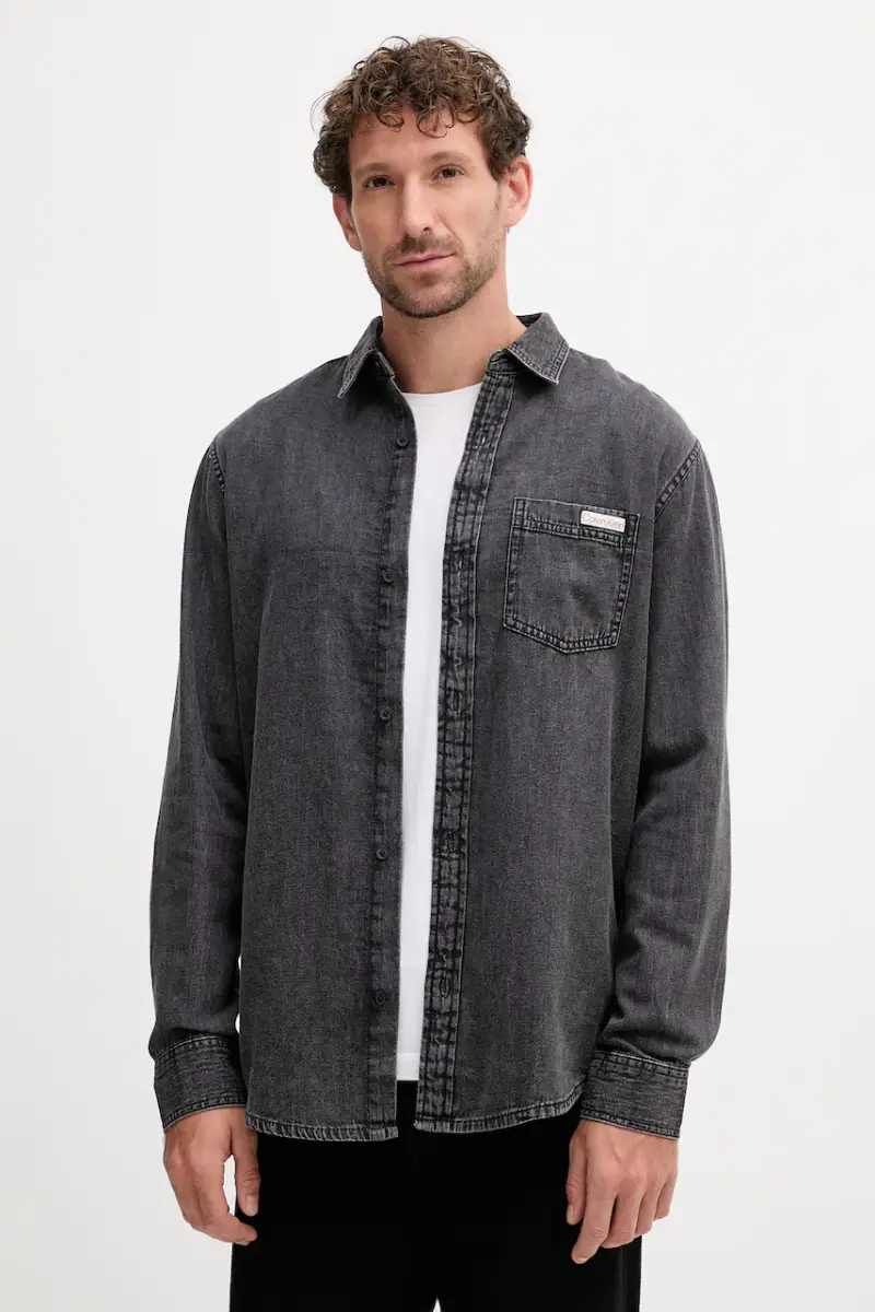 camicia in cotone uomo colore grigio LV040BM733