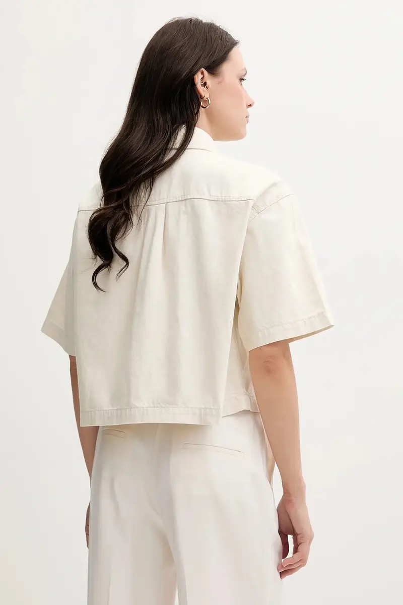 camicia in lino misto donna colore beige LV047C775G miniatura 3