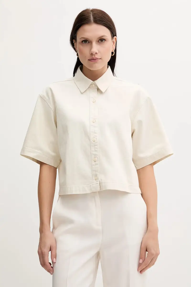 camicia in lino misto donna colore beige LV047C775G