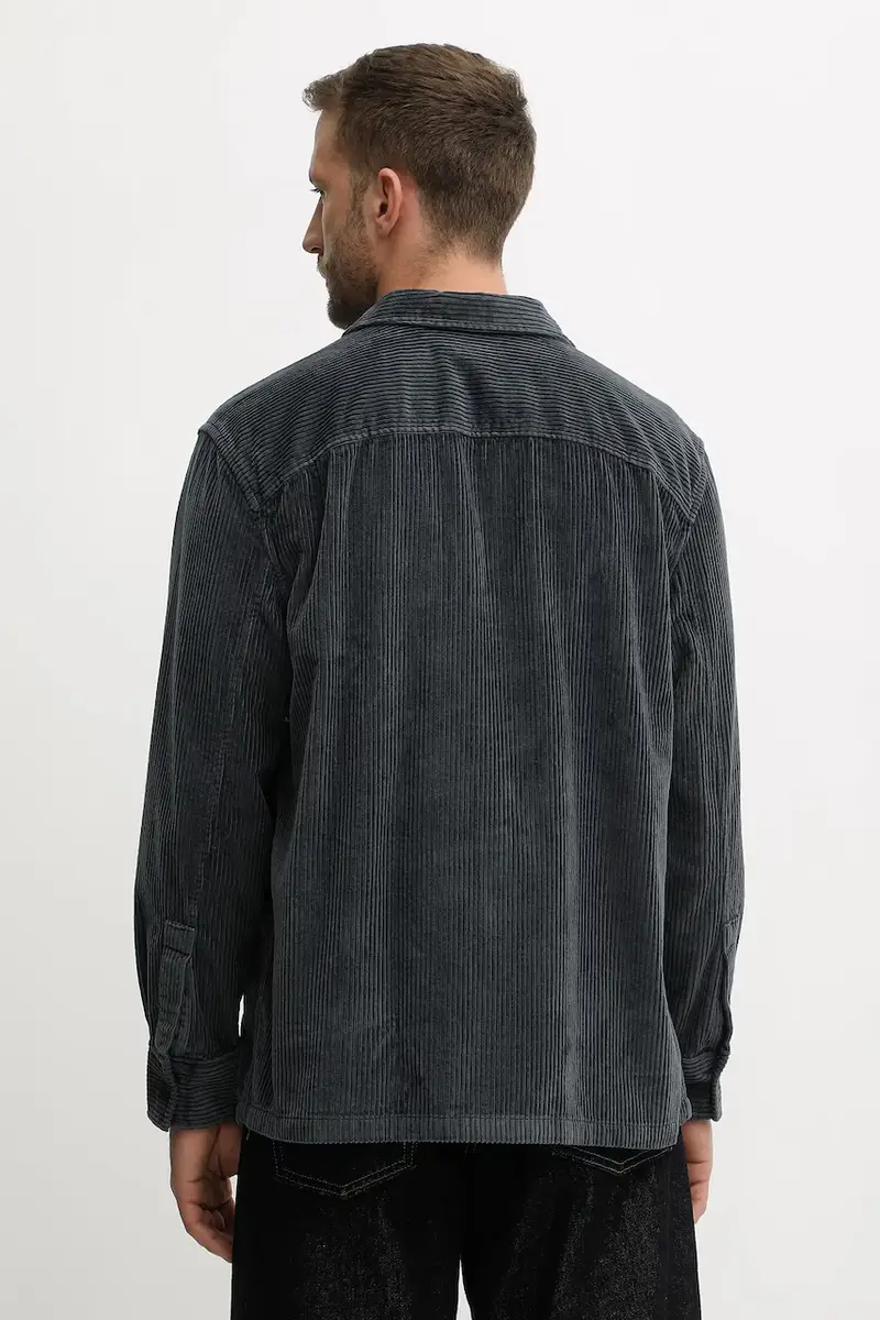 camicia in velluto a coste uomo colore blu navy LV04RD106G miniatura 3