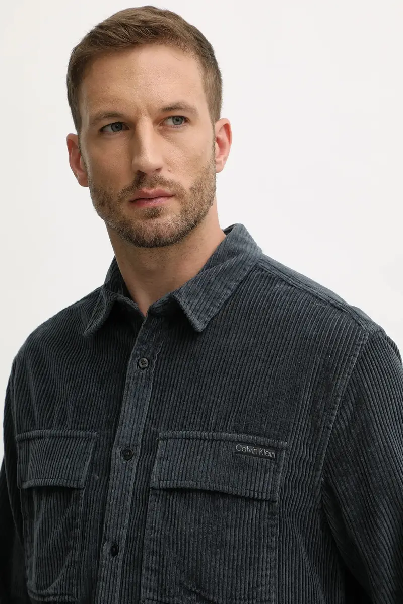 camicia in velluto a coste uomo colore blu navy LV04RD106G miniatura 4