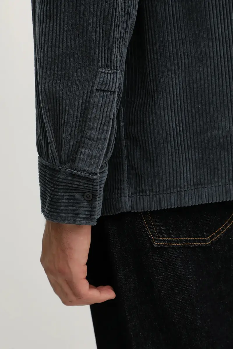 camicia in velluto a coste uomo colore blu navy LV04RD106G miniatura 5