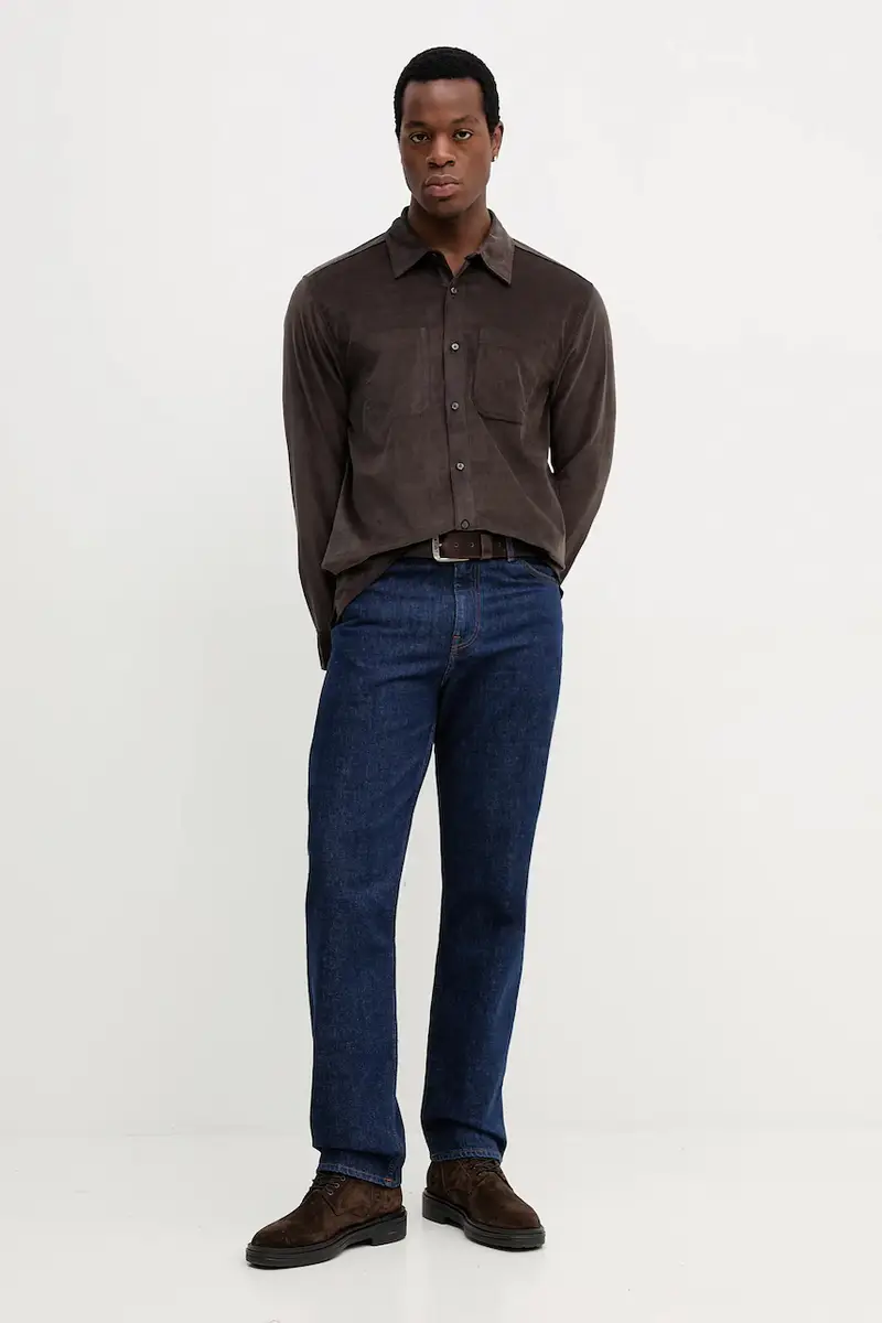 camicia in velluto a coste uomo colore marrone LV04LD125G miniatura 2