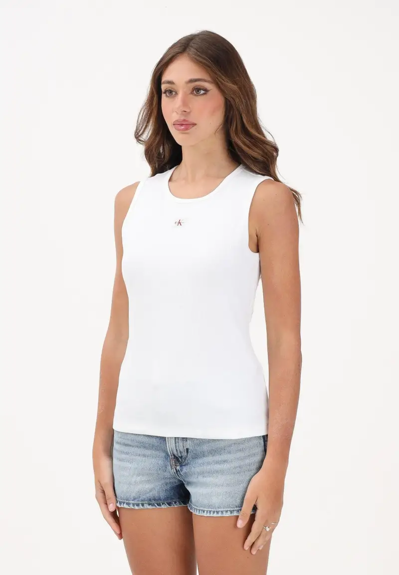 Canotta bianca da donna con cut-out sulla schiena