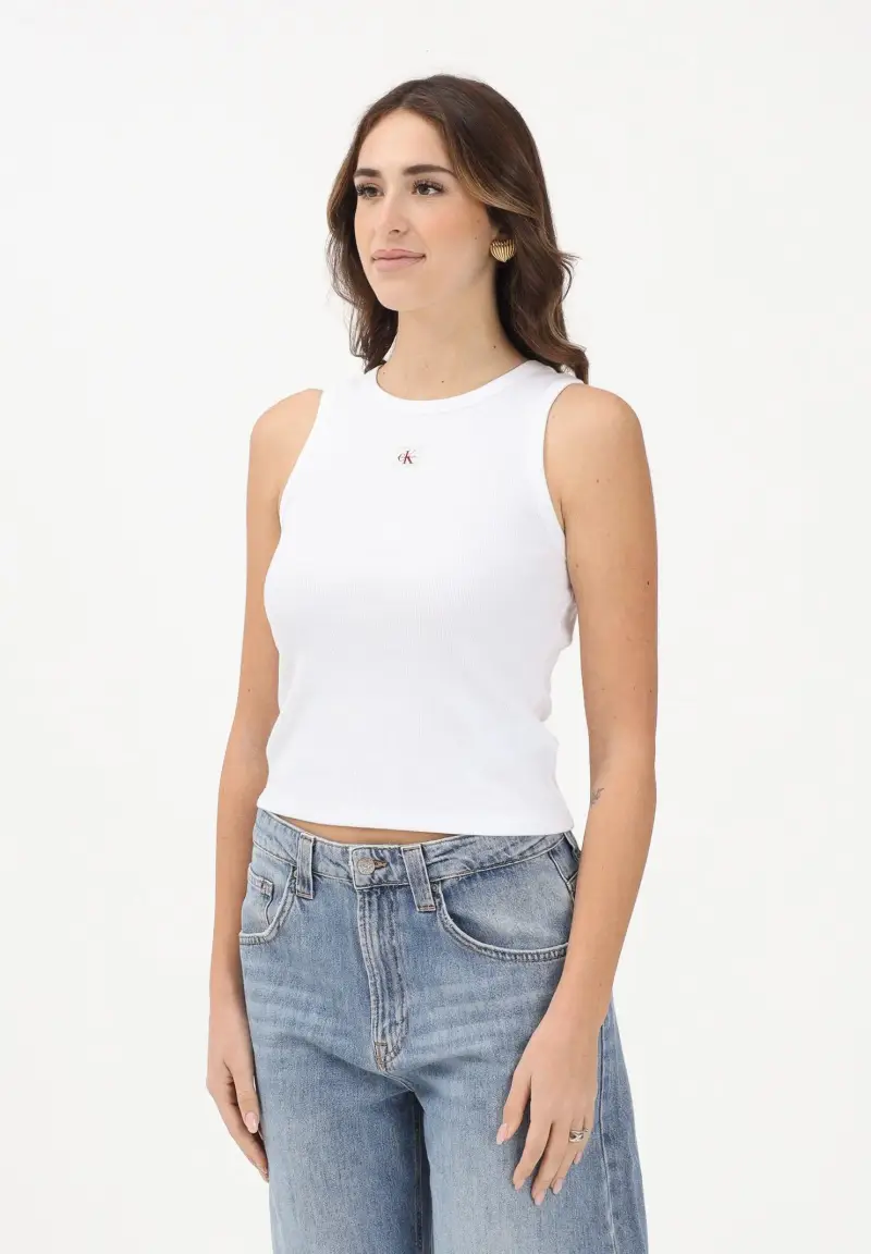 Canotta bianca da donna con logo