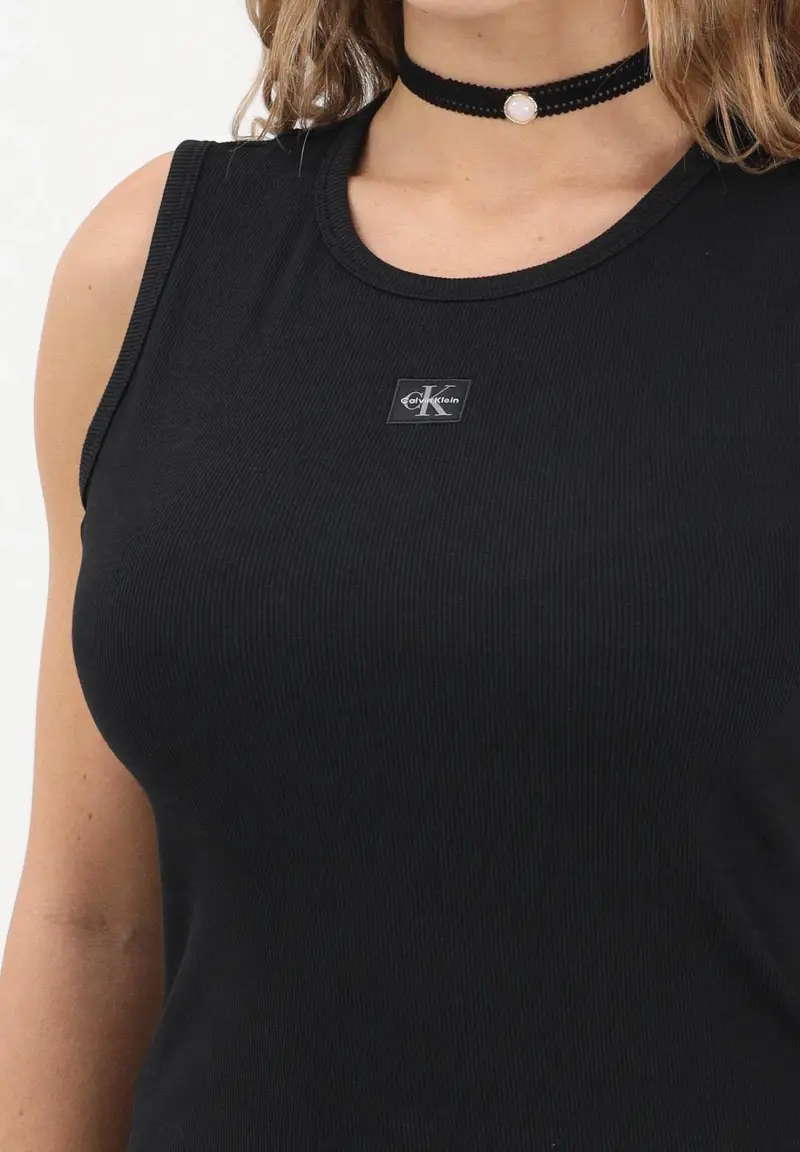 Canotta nera da donna con cut-out sulla schiena miniatura 3