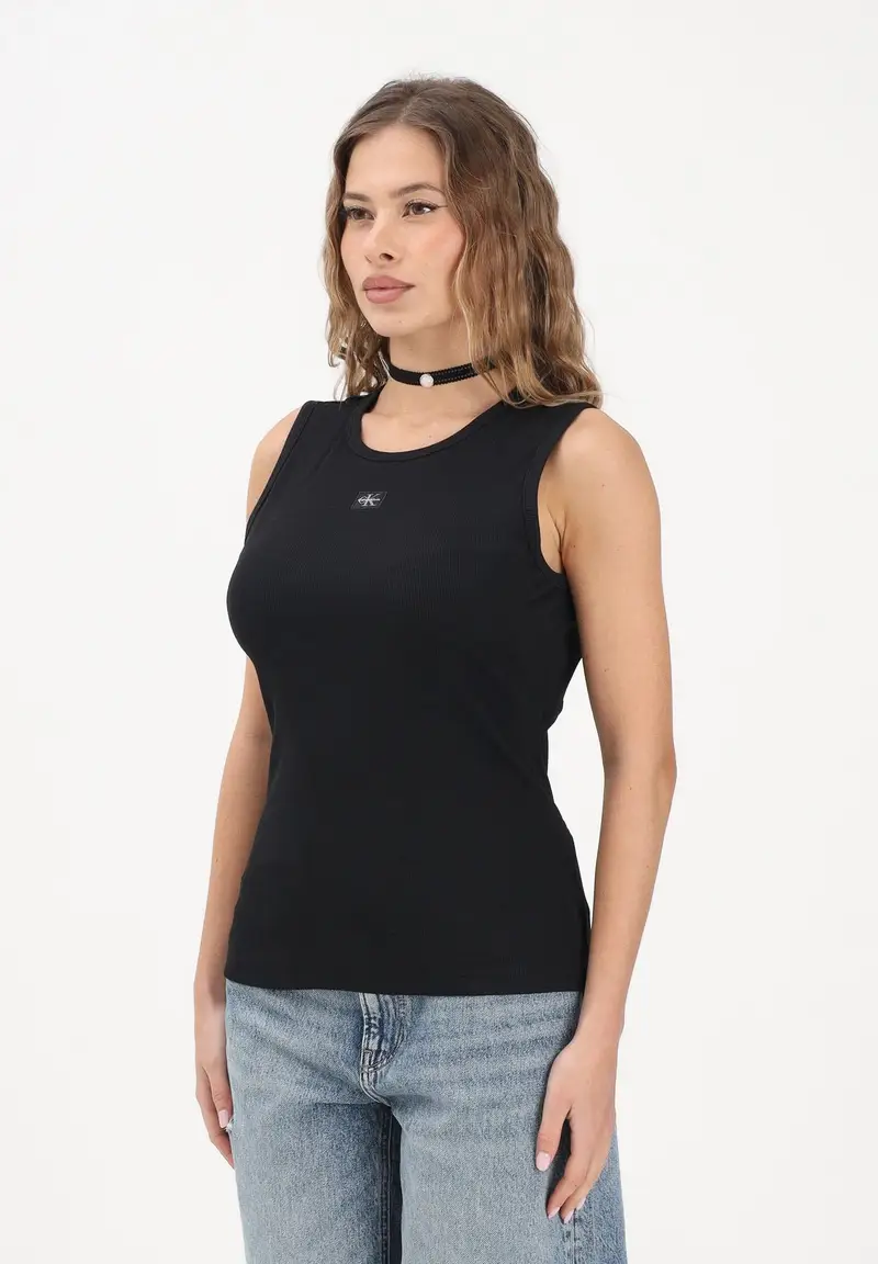 Canotta nera da donna con cut-out sulla schiena