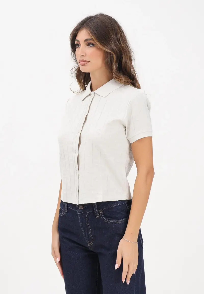 Caridgan panna da donna con logo all over