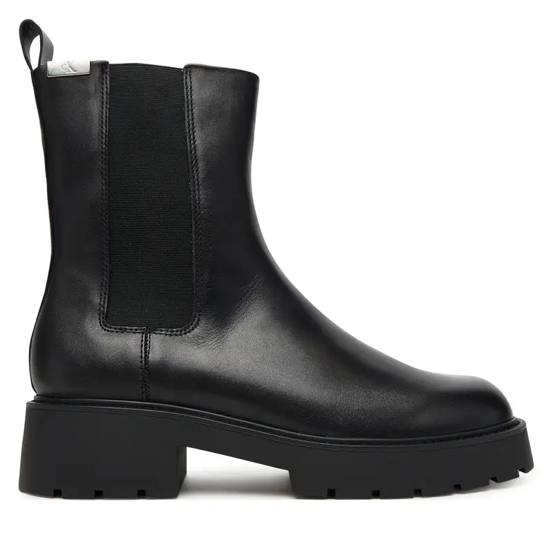 Chelsea Calvin Klein Jeans Combat Mid Chelsea Boot Hw Lth YW0YW01869 Nero