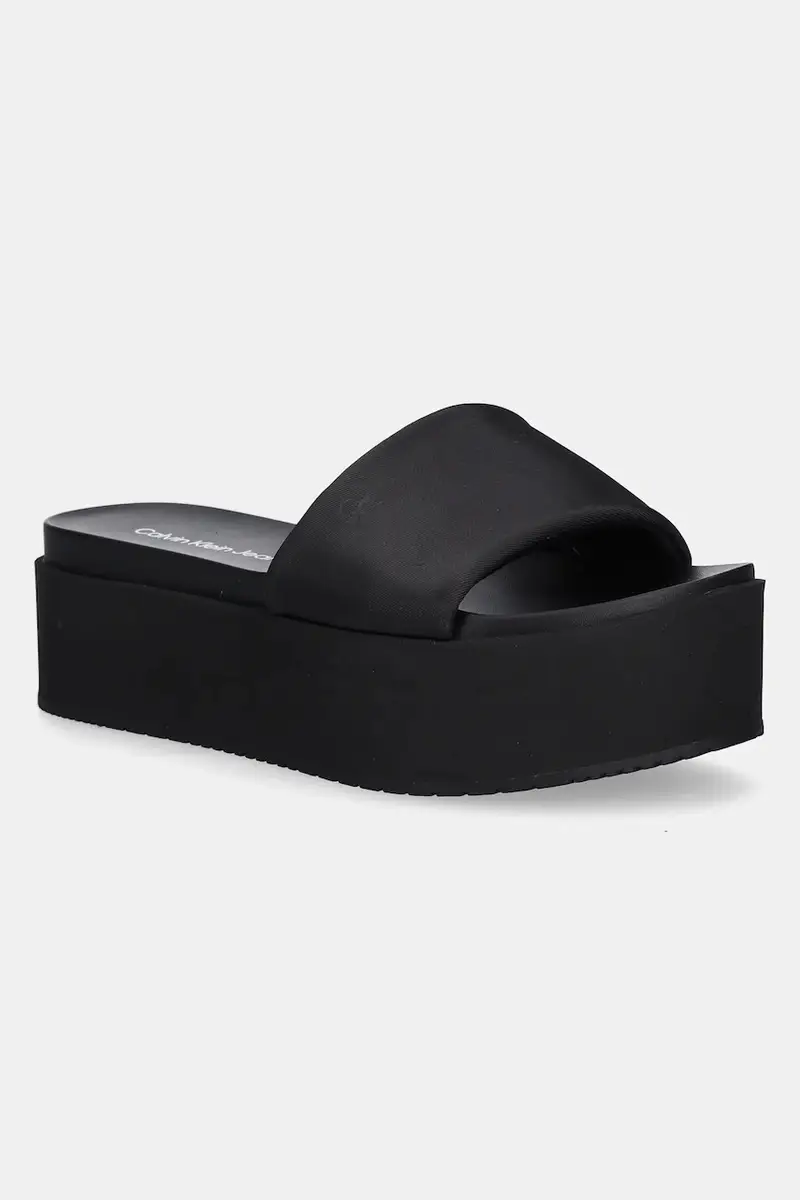 ciabatte slide FLATFORM SANDAL SLIDE IN NYLON donna colore nero YW0YW01791