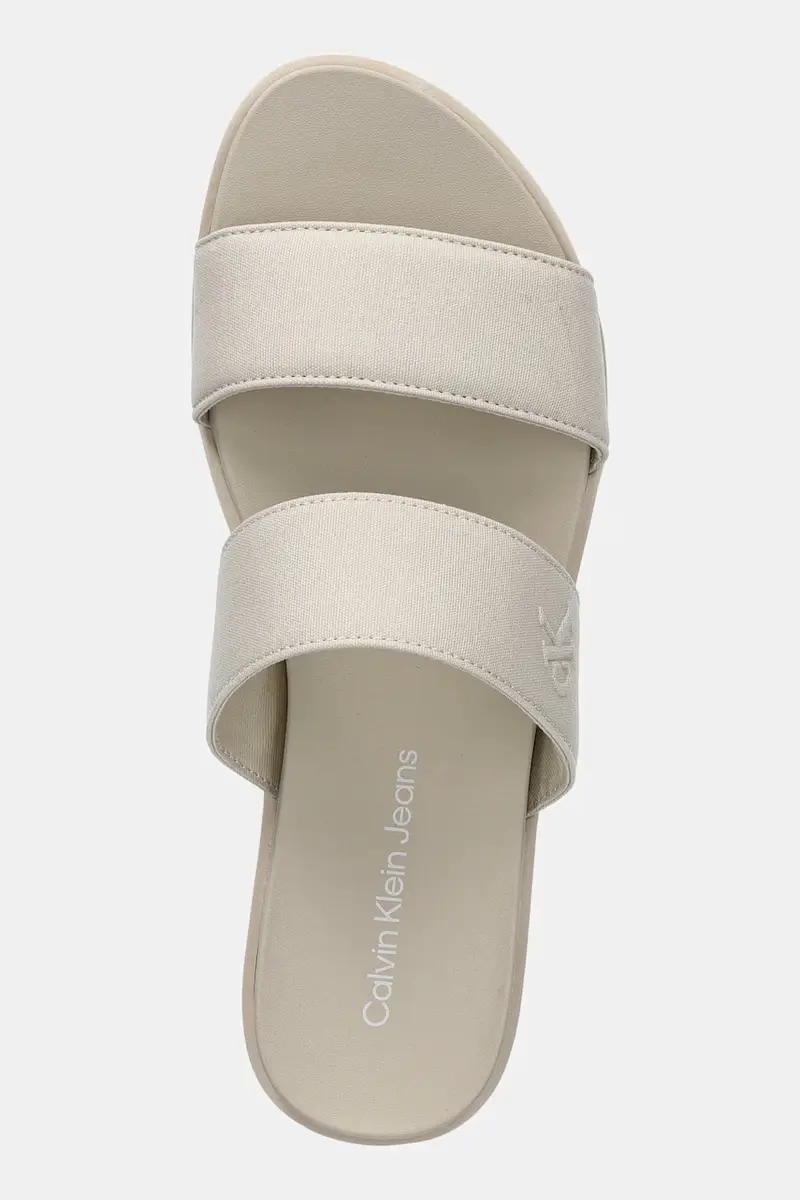 ciabatte slide FLATFORM SANDAL WEBBING IN donna colore beige YW0YW01789 miniatura 4