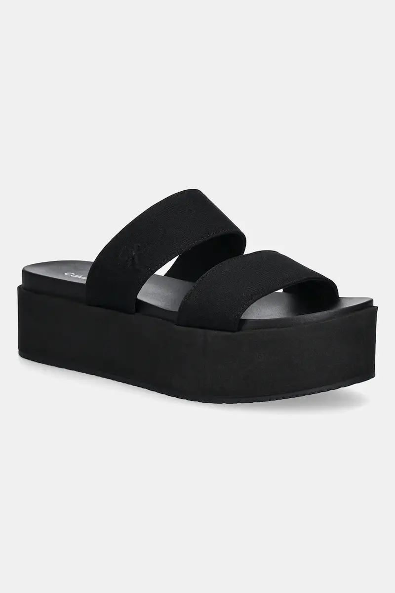 ciabatte slide FLATFORM SANDAL WEBBING IN donna colore nero YW0YW01789
