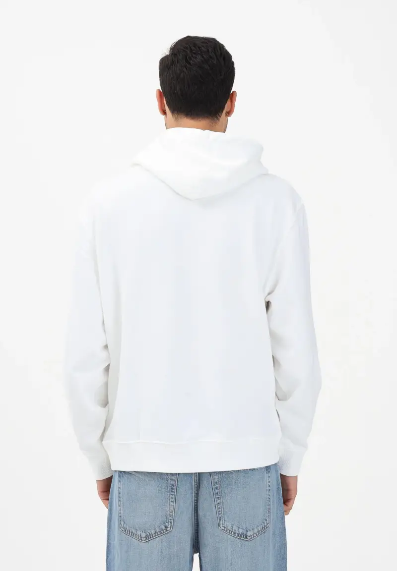 Felpa con cappuccio bianca da uomo con logo miniatura 3