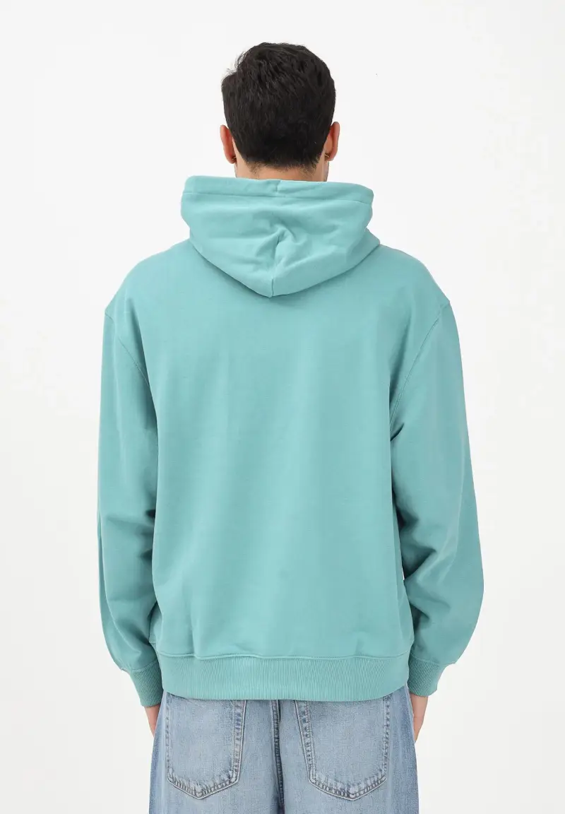 Felpa con cappuccio verde acqua da uomo con logo miniatura 3