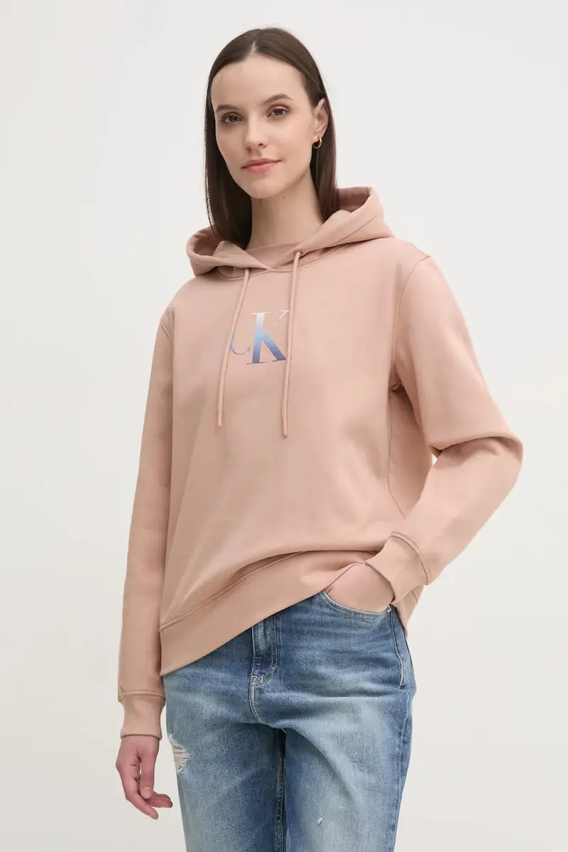 felpa donna colore arancione con cappuccio J20J224721