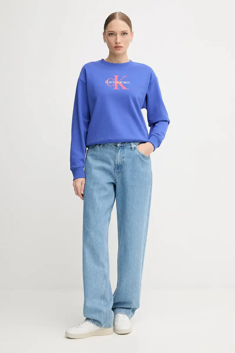 felpa donna colore beige LV047B234G Blu miniatura 2