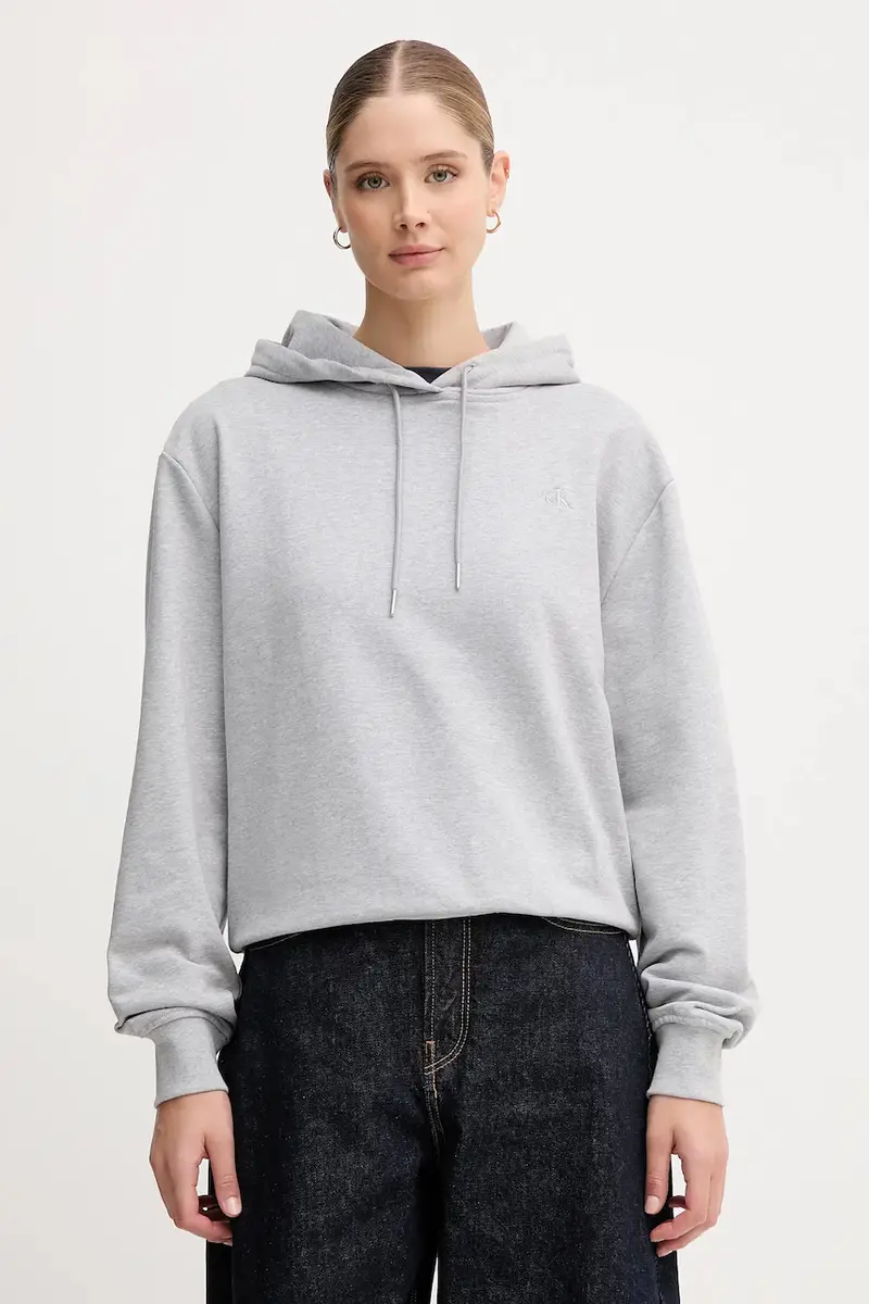 felpa donna colore grigio con cappuccio LV047C224G