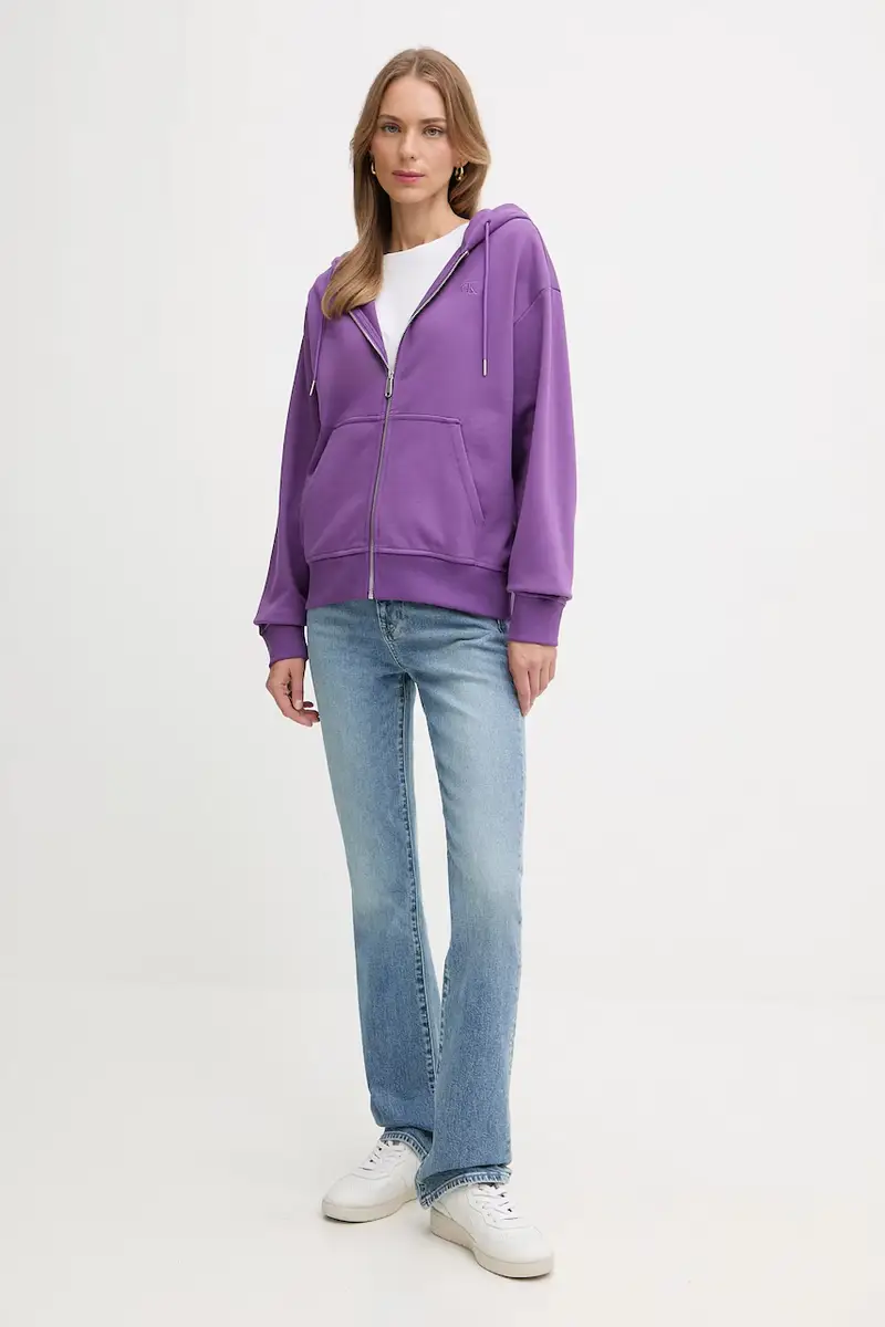 felpa donna colore nero con cappuccio LV047B237G Violetto miniatura 2