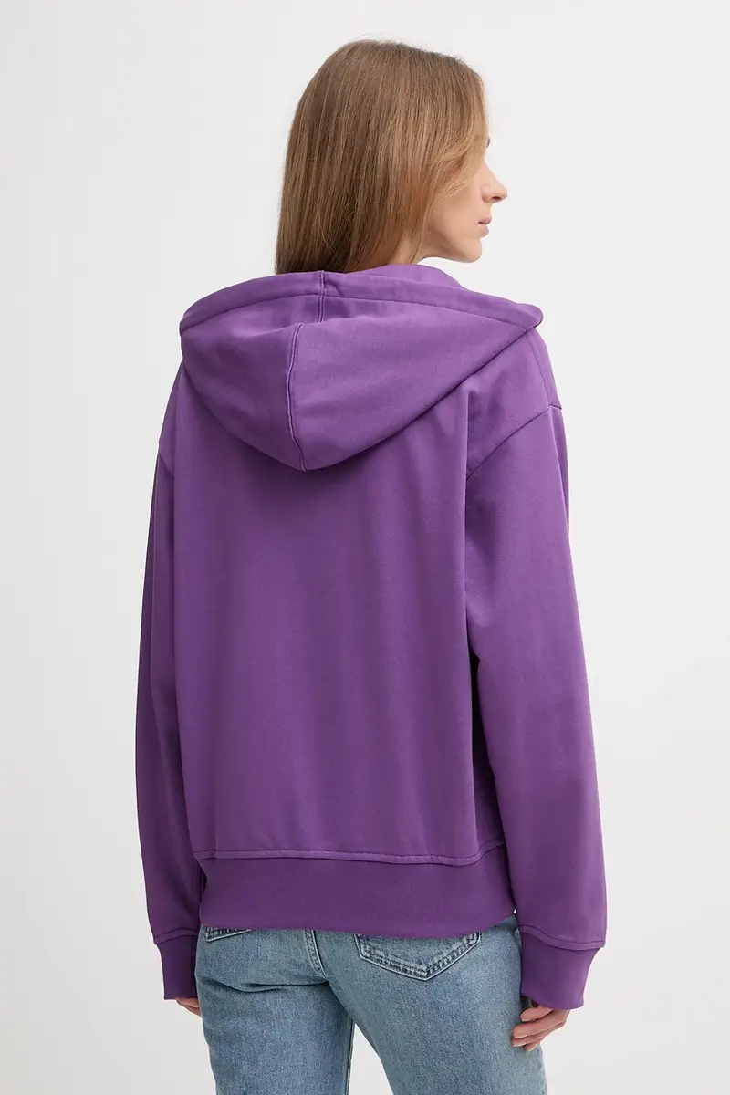 felpa donna colore nero con cappuccio LV047B237G Violetto miniatura 3