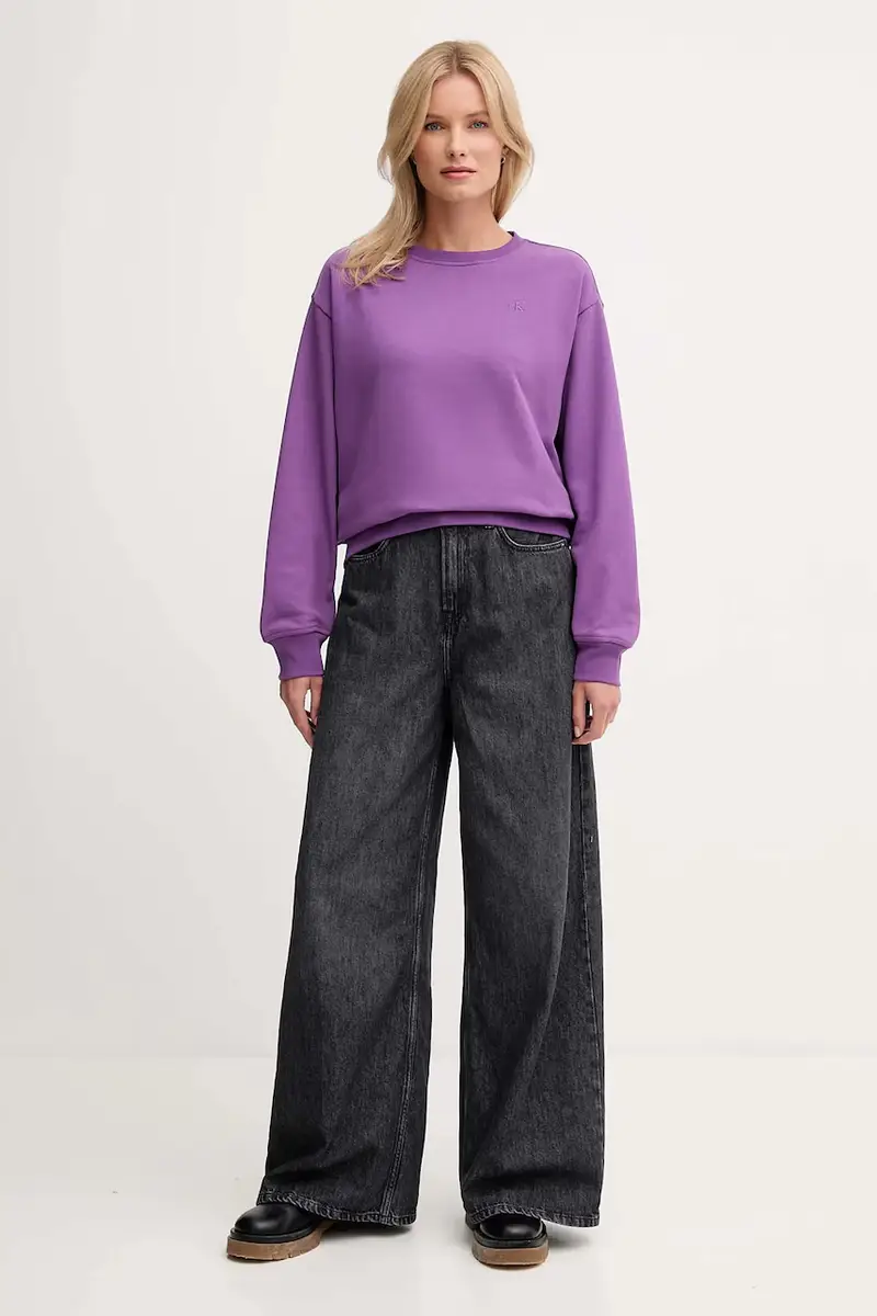 felpa donna colore nero LV047B236G Violetto miniatura 2