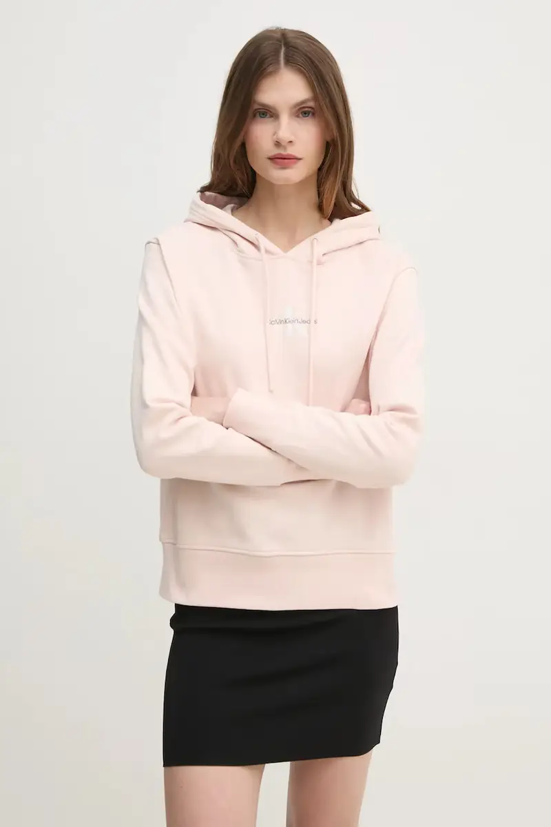 felpa donna colore rosa con cappuccio J20J225358