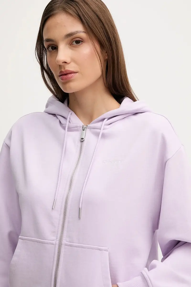 felpa donna colore violetto con cappuccio LV047B270G miniatura 4