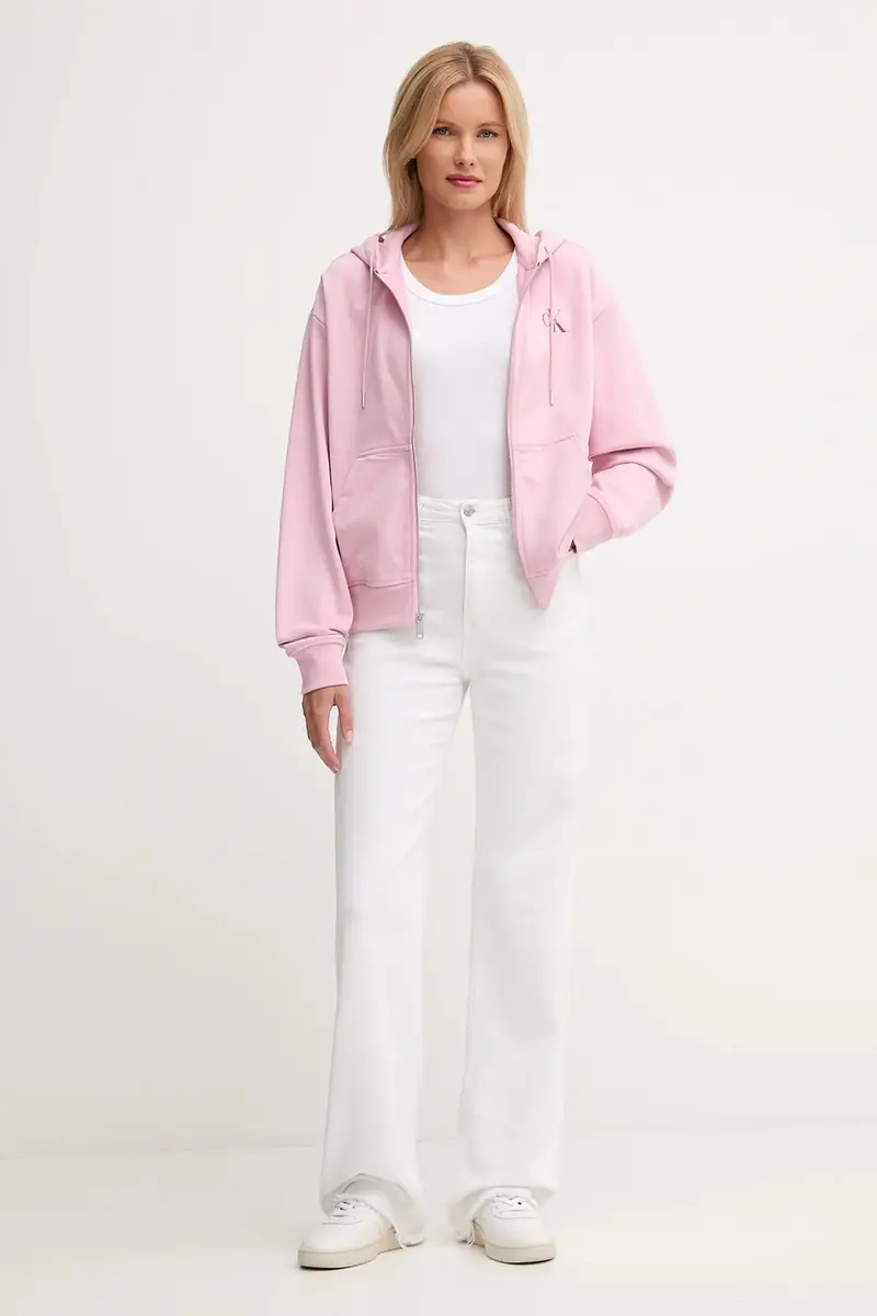 felpa donna colore violetto con cappuccio LV047B270G Rosa miniatura 2