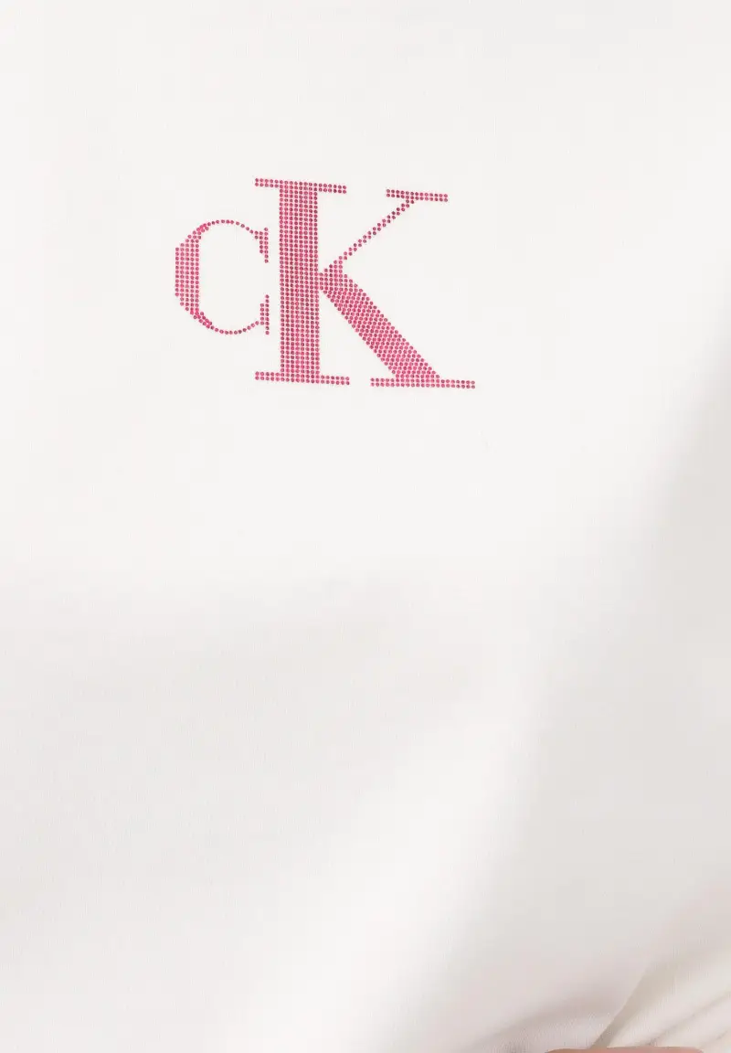 Felpa girocollo panna da donna con logo miniatura 3