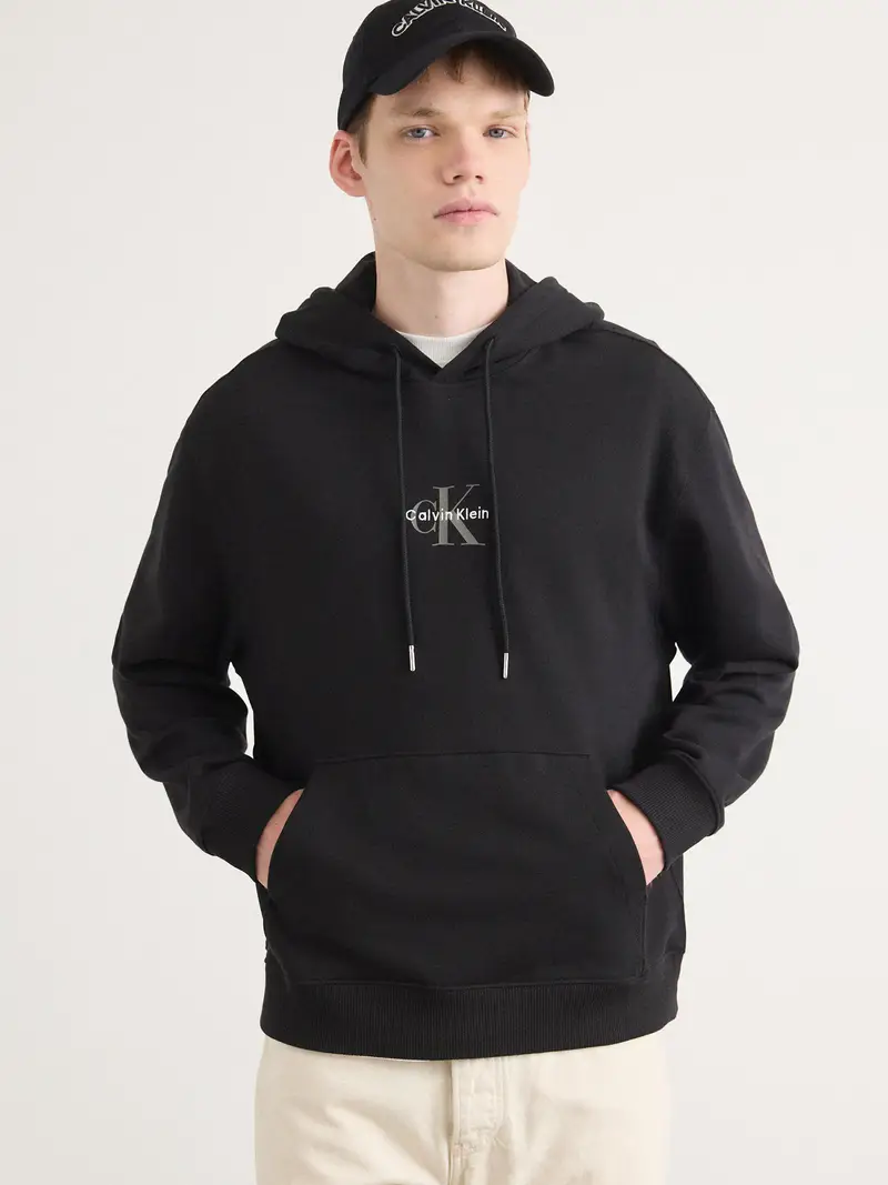 Felpa grigio / nero / bianco miniatura 2