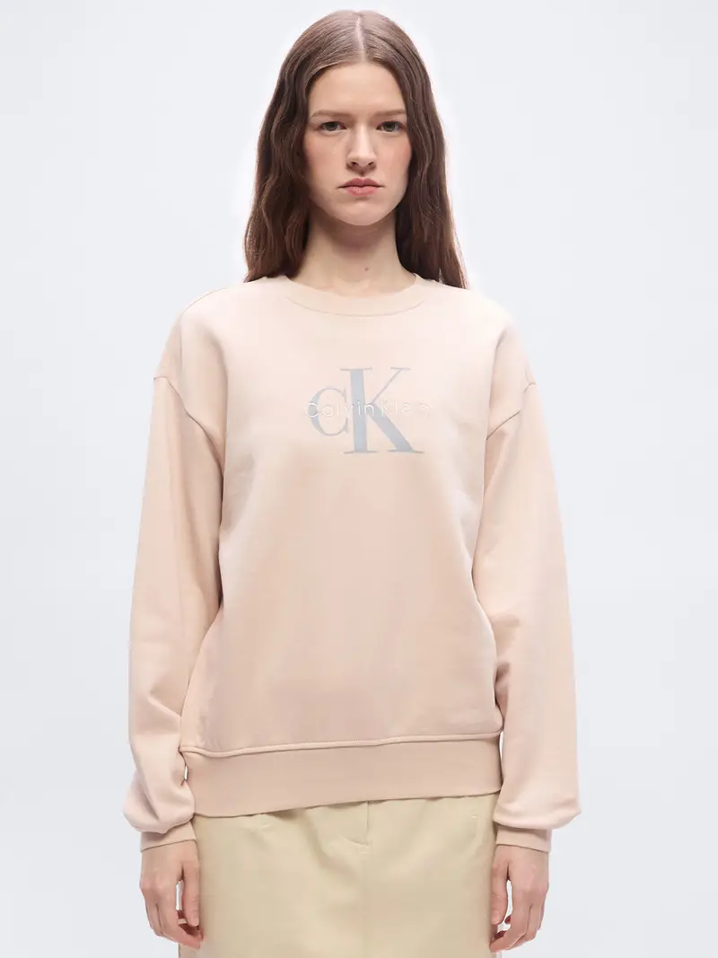 Felpa grigio / pesca / bianco miniatura 2