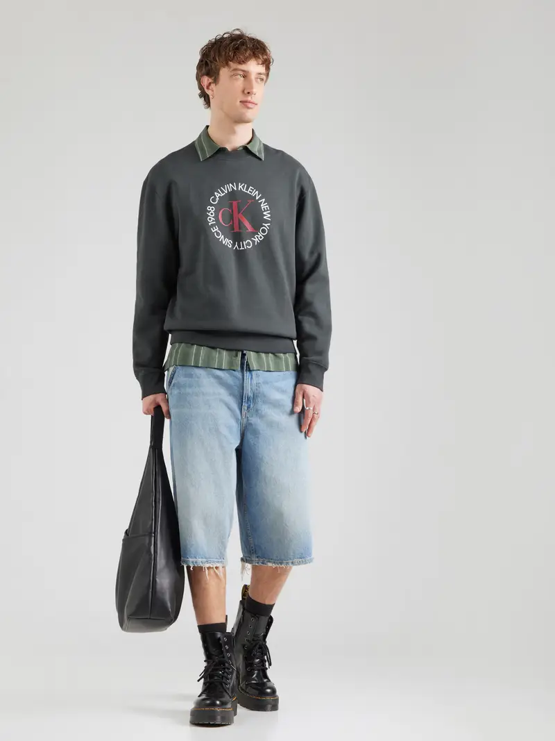 Felpa grigio scuro / rosso / bianco miniatura 2