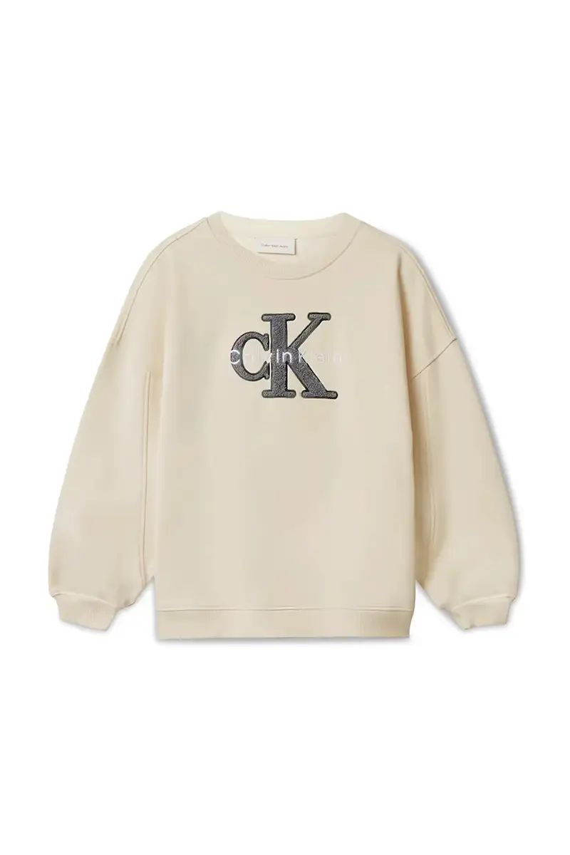 felpa in cotone bambino/a colore beige con applicazione IG0IG03014