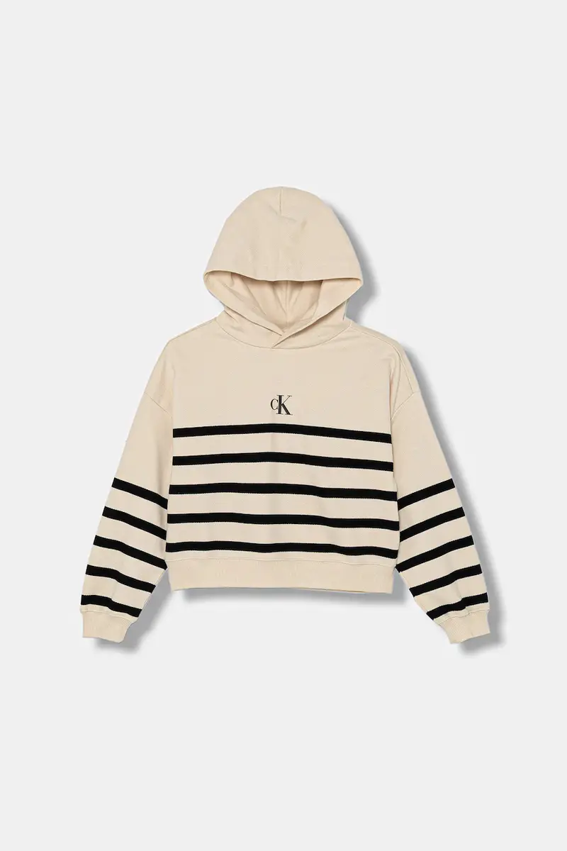 felpa in cotone bambino/a colore beige con cappuccio IG0IG02993