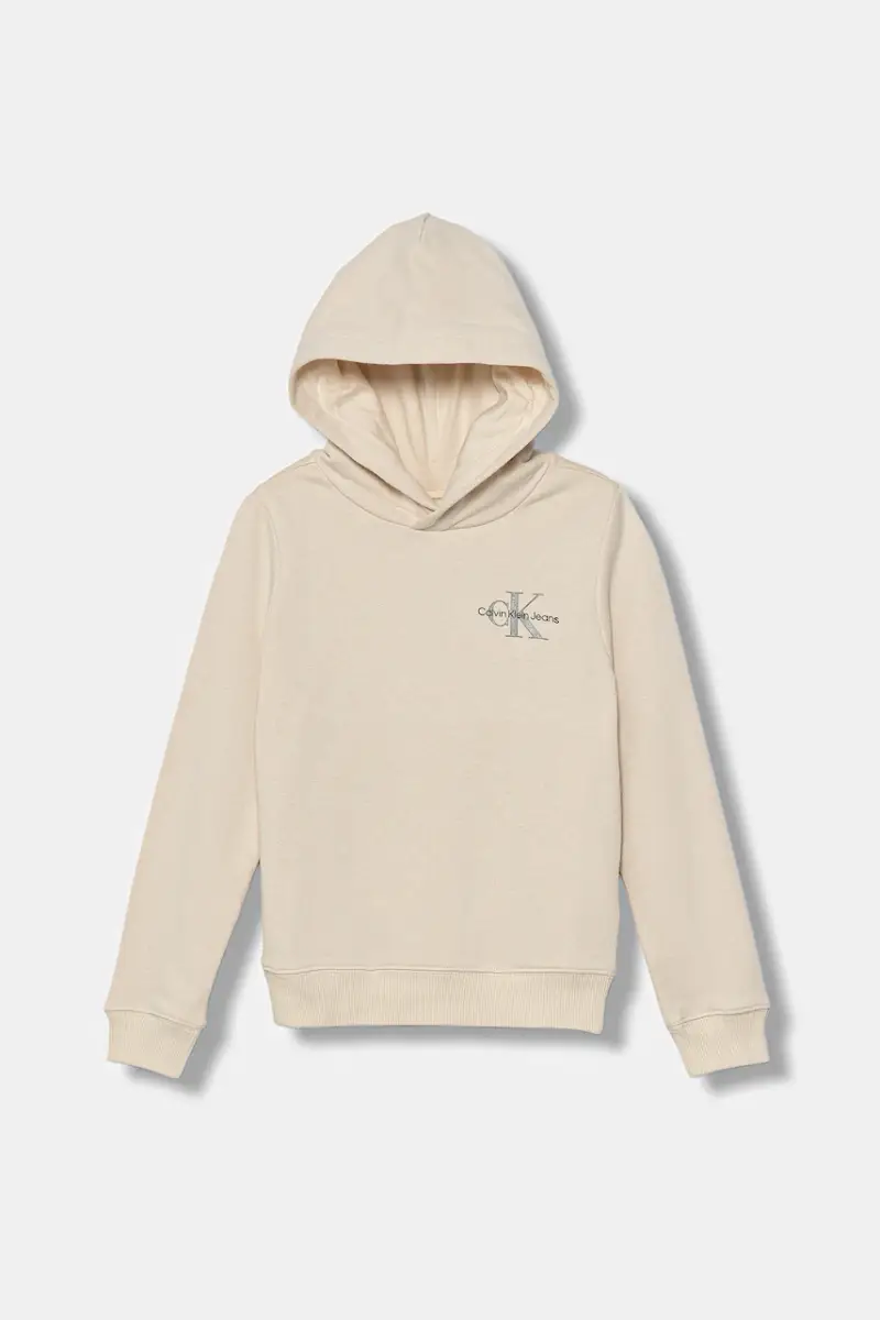 felpa in cotone bambino/a colore beige con cappuccio IU0IU00266
