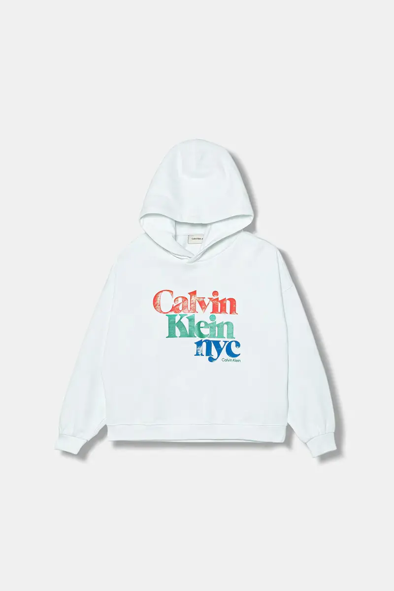 felpa in cotone bambino/a colore bianco con cappuccio IG0IG02989