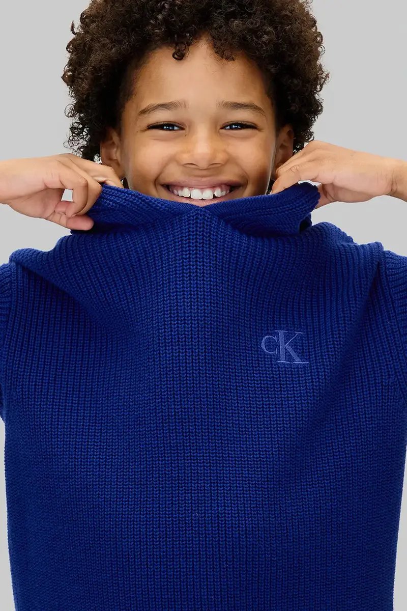 felpa in cotone bambino/a colore blu con cappuccio IB0IB02577 miniatura 3