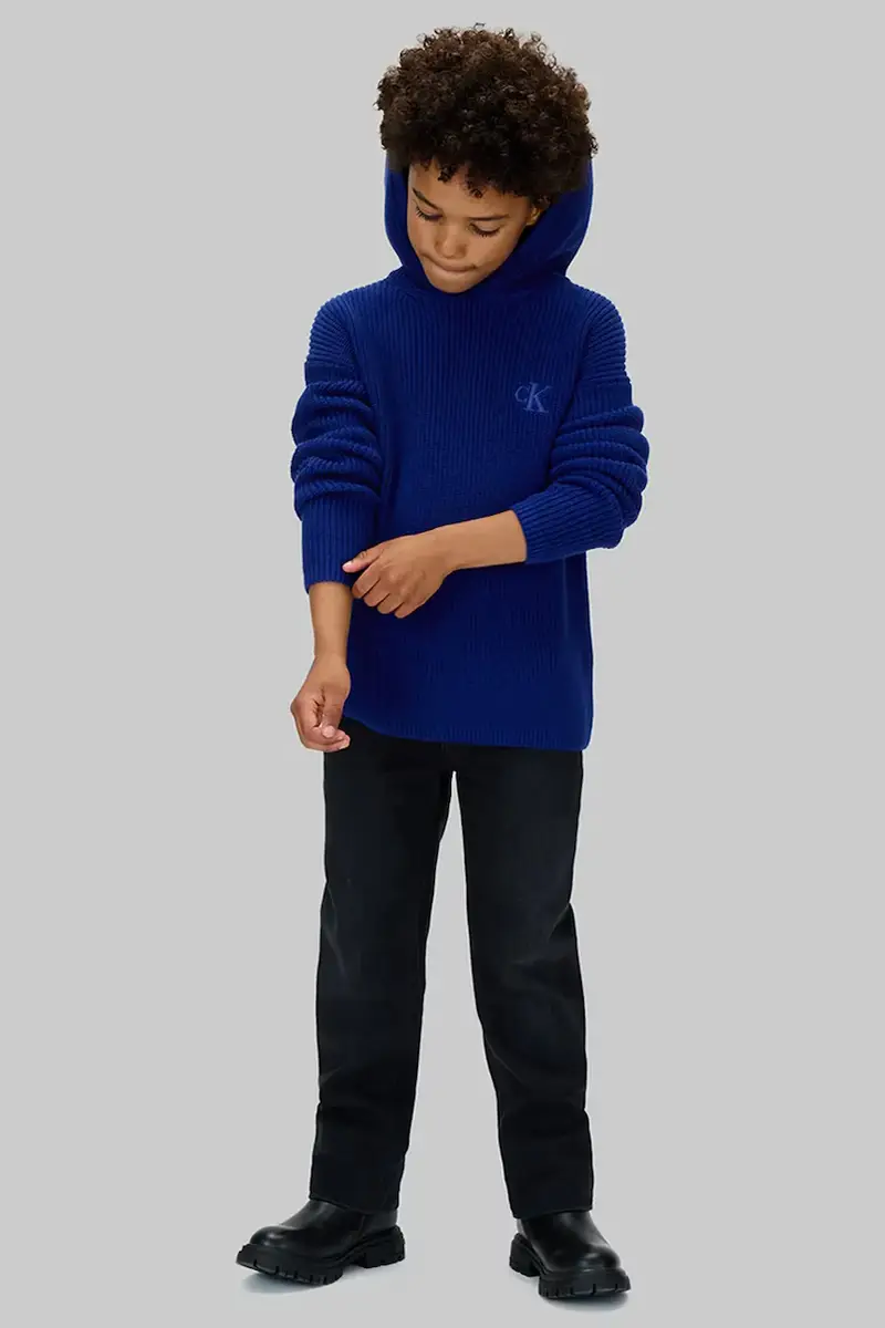 felpa in cotone bambino/a colore blu con cappuccio IB0IB02577 miniatura 5