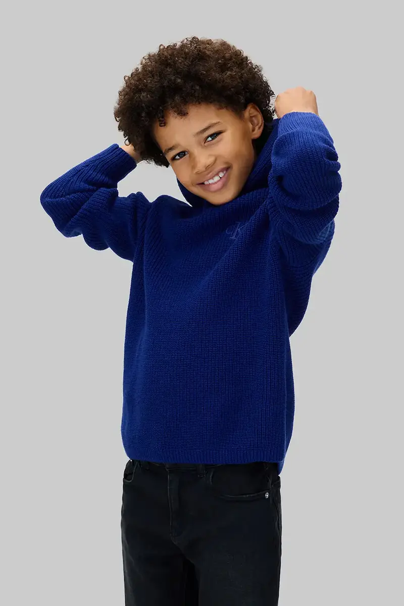 felpa in cotone bambino/a colore blu con cappuccio IB0IB02577