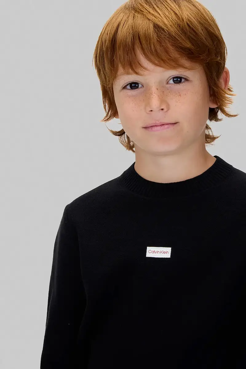 felpa in cotone bambino/a colore nero con applicazione IB0IB02596 miniatura 3